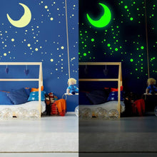Load image into Gallery viewer, Meidong 361pcs Glow in The Dark Wall Stickers, Bright and Realistic Stars,Moon and Dots , Shining Decoration for children, Beautiful Wall Decals,DIY Decals for Kids Bedroom Room Ceiling (Green)