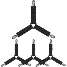 Load image into Gallery viewer, Meidong Adjustable Bed Sheet Holder Straps, Triangle Non-Slip Elastic Mattress Corner Clips with Heavy Duty Grippers Clips (Set of 4)