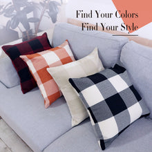 Load image into Gallery viewer, Throw Pillow Covers – Set of 2 Farmhouse Decorative Pillowcases for Home Decor, Sofa, Bedroom, Car, 100% Linen Cushion Case with Plaids on Both Sides, 18 x 18 Inch