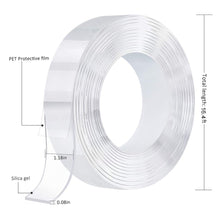 Load image into Gallery viewer, Meidong Multipurpose Nano Grip Tape Reusable Removable Washable Double Sided Sticky Strips Seamless Traceless Tape Adhesive Kitchen Holder (Clear - 5M/16.4ft)