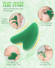 Load image into Gallery viewer, Gua Sha Facial Tool, LAMIBABY Gua Sha Scraping Massage Tool for Facial Body Skin, 100% Natural Jade Stone Guasha Board with Heart Shape for SPA Acupuncture Therapy Trigger Point Treatment, Ideal Gift