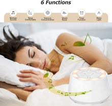 Load image into Gallery viewer, White Noise Sound Machine, Portable Sleep Therapy for Adults, Baby, Home, Office & Travel with 9 Relaxing Natural Sounds, Auto-Off Timer, Night Light, Rechargeable Battery & Volume Control