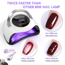 Load image into Gallery viewer, UV LED Nail Lamp - 180W Gel Nail Polish UV Light for Nail Dryer Curing Lamp Faster 4 Timer Setting Professional Portable Handle for Fingernail and Toenail Auto Sensor Nail Machine (180W)