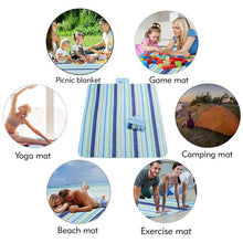 Load image into Gallery viewer, Picnic Mat 57''x79'' Picnic Blanket Striped Handy Beach Mat Sandproof and Waterproof for Picnic, Beaches, RVing, and Outings