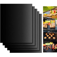 Load image into Gallery viewer, Cosmonic Grill Mat Set of 6-100% Non-Stick BBQ Grill Mats, Heavy Duty, Reusable, and Easy to Clean - Works on Electric Grill Gas Charcoal BBQ - 15.75 x 13-Inch, Black