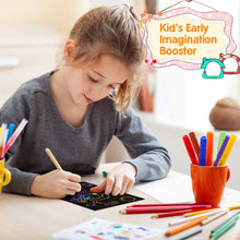 Load image into Gallery viewer, Scratch Art Paper Set for Kids, 107 Pcs Rainbow Magic Scratch Off Paper Art Craft for Boys & Girls, Fun Imagination Trigger Game for Children’s Summer Vacation, Birthday, and Party Gift