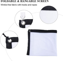Load image into Gallery viewer, Projector Screen 120 inch 16:9 HD Anti-Crease Portable Projection Screen, Foldable Indoor Outdoor Projector Movies Screen for Home Theater Support Double Sided Projection