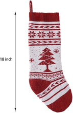 Load image into Gallery viewer, 4 Pieces 18" Knit Christmas Stockings Reindeer Christmas Tree Snowflakes Knitted Stocking Christmas Ornaments Hanging Rustic Stocking Decorations Tree for Holiday Tree Decor