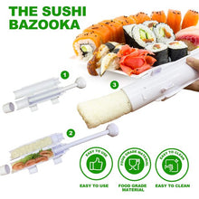 Load image into Gallery viewer, Sushi Making Kit, 2 Bamboo Sushi Mats and 1 Professional Sushi Bazooka Rice Roller, 2 Pairs of Bamboo Chopsticks, Avocado Slicer Holder Paddle Spreader, Rolling, Beginner Sushi Kit DIY at Home