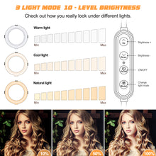 Load image into Gallery viewer, 8'' Selfie Ring Light with Tripod Stand - Dimmable Selfie Ring Light LED Camera Ringlight with Tripod and Phone Holder, Remote(Upgraded)