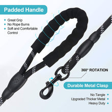 Load image into Gallery viewer, Rope Dog Leash 6FT with Comfortable Padded Handle, Highly Reflective Threads Strong Dog Leash for Puppies Small Medium and Large Dogs