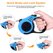Load image into Gallery viewer, Meidong Retractable Dog Leash 16ft Heavy Duty Pet Walking Leash with Anti-Slip Handle 360° Tangle-Free One-Hand Brake Blue