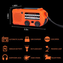 Load image into Gallery viewer, Mighty Rock 5000mAh Emergency Radio with Solar and Hand Crank Dynamo Charger Portable AM FM Weather Alert NOAA Multi-Band Radio with Flashlight USB Charger Smart Phone Charger for Hurricane Midland