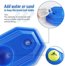 Load image into Gallery viewer, Tennis Trainer Rebound Baseboard with 3 Long Rope Balls Great for Singles Training, Self-Study Practice, Tennis Training Tools for Kids Adults Beginners (Blue)