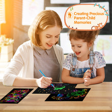 Load image into Gallery viewer, Scratch Art Paper Set for Kids, 107 Pcs Rainbow Magic Scratch Off Paper Art Craft for Boys & Girls, Fun Imagination Trigger Game for Children’s Summer Vacation, Birthday, and Party Gift