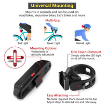 Load image into Gallery viewer, Bicycle Tail Light High Intensity Rear LED Accessories Fits On Any Road Bikes, Easy To Install for Cycling Safety Flashlight