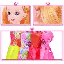 Load image into Gallery viewer, Fashion Doll Dress Up Kit Small Toddler Doll Clothes Outfit 15 pcs Movable Portable Babysitting Fashion Toy Gift for 3 to 8 Year Old