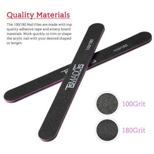 Load image into Gallery viewer, Nail Files and Buffer, Meidong Professional Manicure Tools Kit Rectangular Art Care Buffer Block Tools 100/180 Grit 12Pcs/Pa