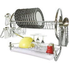 Load image into Gallery viewer, Mighty Rock Bowl Rack Dish Rack 2 Tier Dish Rack with Cup Holder, Dish Drainer with Drainboard Stainless Steel Dish Drying Rack for Compact Kitchen