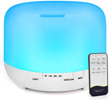 Load image into Gallery viewer, COSMONIC Essential Oil Diffuser, 500ml l Diffusers for Essential Oils with Remote Control, Aromatherapy Diffuser Ultrasonic Humidifier with 7 Color LED Lights & Waterless Auto-Off