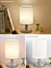 Load image into Gallery viewer, Touch Control Table Lamp for Bedroom 3 Way Dimmable Nightstand Lamp with Fabric Linen Lamp Shade for Living Room, Kids Room, College Dorm, Office (E27 LED Bulb Included)