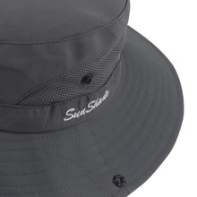 Load image into Gallery viewer, Women's Ponytail Sun Hat Protection Foldable Mesh Wide Brim Beach Adjustable Fishing Hat, Grey