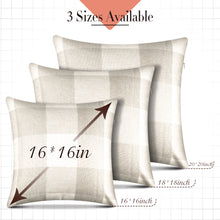 Load image into Gallery viewer, Throw Pillow Covers – Set of 2 Farmhouse Decorative Pillowcases for Home Decor, Sofa, Bedroom, Car, 100% Linen Cushion Case with Plaids on Both Sides, 18 x 18 Inch