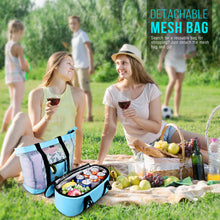 Load image into Gallery viewer, Mesh Beach Tote Bag with Cooler - Detachable Design with Picnic Cooler, Blue