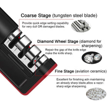 Load image into Gallery viewer, Meidong Kitchen Helper Sharpening Tool 3-Stage kitchen Knife Sharpener System - Coarse, Medium and Fine knife sharpner - for blunt knives resharpening and for every day fine touch-up use