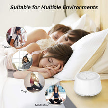 Load image into Gallery viewer, White Noise Sound Machine, Portable Sleep Therapy for Adults, Baby, Home, Office & Travel with 9 Relaxing Natural Sounds, Auto-Off Timer, Night Light, Rechargeable Battery & Volume Control