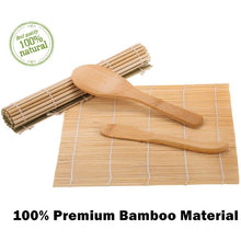 Load image into Gallery viewer, Sushi Making Kit, 2 Bamboo Sushi Mats and 1 Professional Sushi Bazooka Rice Roller, 2 Pairs of Bamboo Chopsticks, Avocado Slicer Holder Paddle Spreader, Rolling, Beginner Sushi Kit DIY at Home