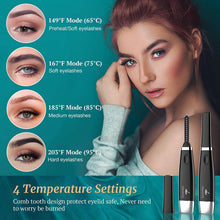 Load image into Gallery viewer, Heated Eyelash Curler, Meidong Electric Eyelash Curler For Quick and Long-Lasting Eyelash Natural Curling With 4 Temperature Modes LED Displays USB Rechargeable Portable Eye Beauty Makeup Tools