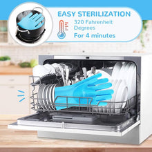 Load image into Gallery viewer, Meidong Silicone Dishwashing Gloves, Reusable Dish Gloves Cleaning Brush Heat Resistan with Sponge Scrubbers for Kitchen Clean, Housework, Bathroom, Bathing, Car Washing