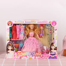 Load image into Gallery viewer, Fashion Doll Dress Up Kit Small Toddler Doll Clothes Outfit 15 pcs Movable Portable Babysitting Fashion Toy Gift for 3 to 8 Year Old