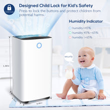Load image into Gallery viewer, MOVSOU 22-Pint Dehumidifier with Digital Humidity Display and Control, Childlock and Timer, 270 Sq.Ft for Rooms and Basements, White