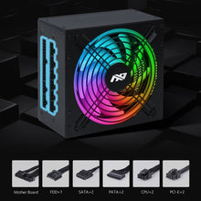 Load image into Gallery viewer, COSMONIC Computer Desktop Power Supply 80 Plus Gold 850W Fully Modular with RGB Light Quiet Cooling Fan Gaming PSU