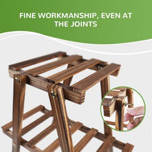 Load image into Gallery viewer, Meidong Plant Stand for Indoor Plants, Outdoor Tiered Plant Shelf for Multiple Plants, 2 Tiers 4 Potted Wood Plant Holder Table Stand for Patio Garden Living Room Yard(15. 7" x 7. 8" x 15. 7")