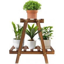 Load image into Gallery viewer, Meidong Plant Stand for Indoor Plants, Outdoor Tiered Plant Shelf for Multiple Plants, 2 Tiers 4 Potted Wood Plant Holder Table Stand for Patio Garden Living Room Yard(15. 7" x 7. 8" x 15. 7")