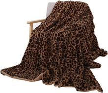 Load image into Gallery viewer, COSMONIC Fluffy Plush Blanket, Cheetah Print Warm Cozy Throw Blankets for Bed Sofa Couch, Leopard Pattern Super Soft Fuzzy Thick Bedding Blankets, Brown, 51 x 63 Inch
