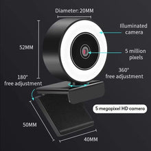 Load image into Gallery viewer, COSMONIC 1080P Webcam Computer Camera with Microphone and Ring Light, 3-Level Adjustable Brightness Web Camera for Laptop and PC