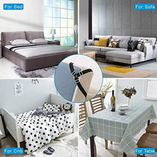 Load image into Gallery viewer, Meidong Adjustable Bed Sheet Holder Straps, Triangle Non-Slip Elastic Mattress Corner Clips with Heavy Duty Grippers Clips (Set of 4)