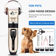 Load image into Gallery viewer, Low Noise Professional Pet Grooming kit, USB Rechargeable Pet Grooming Kit for Dogs Cats with Thick Coats
