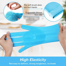 Load image into Gallery viewer, Meidong Silicone Dishwashing Gloves, Reusable Dish Gloves Cleaning Brush Heat Resistan with Sponge Scrubbers for Kitchen Clean, Housework, Bathroom, Bathing, Car Washing