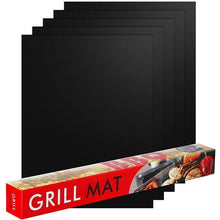 Load image into Gallery viewer, Cosmonic Grill Mat Set of 6-100% Non-Stick BBQ Grill Mats, Heavy Duty, Reusable, and Easy to Clean - Works on Electric Grill Gas Charcoal BBQ - 15.75 x 13-Inch, Black