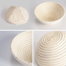 Load image into Gallery viewer, Banneton Proofing Basket Rising Bowl 9 Inch Basket Brotform Perfect Sourdough Baking with Liner Metal Dough Slashing Scraper Food-Grade Easy Clean Natural Rattan Basket