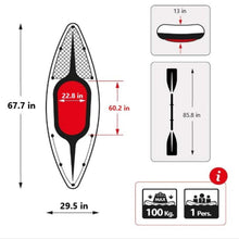 Load image into Gallery viewer, Swtroom 1-Person Kayak Inflatable Kayak Set with Aluminum Oars and High Output Air-Pump, 67.7 " x 29.5"