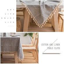Load image into Gallery viewer, Meidong Linen Rectangle Tablecloth Table Cloth Rectangle/Oblong Heavy Weight Cotton Linen Dust-Proof Table Cover for Party Table Cover Kitchen Dinning in Gray, 55 x 71 Inch