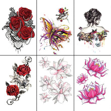 Load image into Gallery viewer, COSMONIC 12 Sheets Flowers Temporary Tattoos Stickers Multi-Colored Mixed Style Body Art Lasting Fake Tattoos Sexy Flowers Collection Waterproof for Women Girls Kids