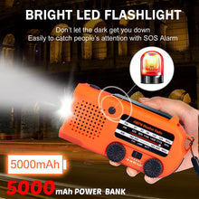Load image into Gallery viewer, Mighty Rock 5000mAh Emergency Radio with Solar and Hand Crank Dynamo Charger Portable AM FM Weather Alert NOAA Multi-Band Radio with Flashlight USB Charger Smart Phone Charger for Hurricane Midland