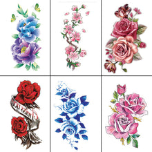 Load image into Gallery viewer, COSMONIC 12 Sheets Flowers Temporary Tattoos Stickers Multi-Colored Mixed Style Body Art Lasting Fake Tattoos Sexy Flowers Collection Waterproof for Women Girls Kids